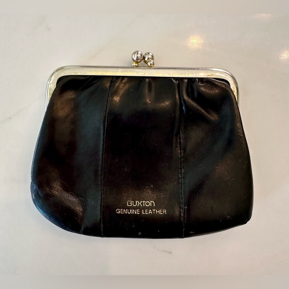 Buxton Genuine Leather Black Wallet with Silver Closure